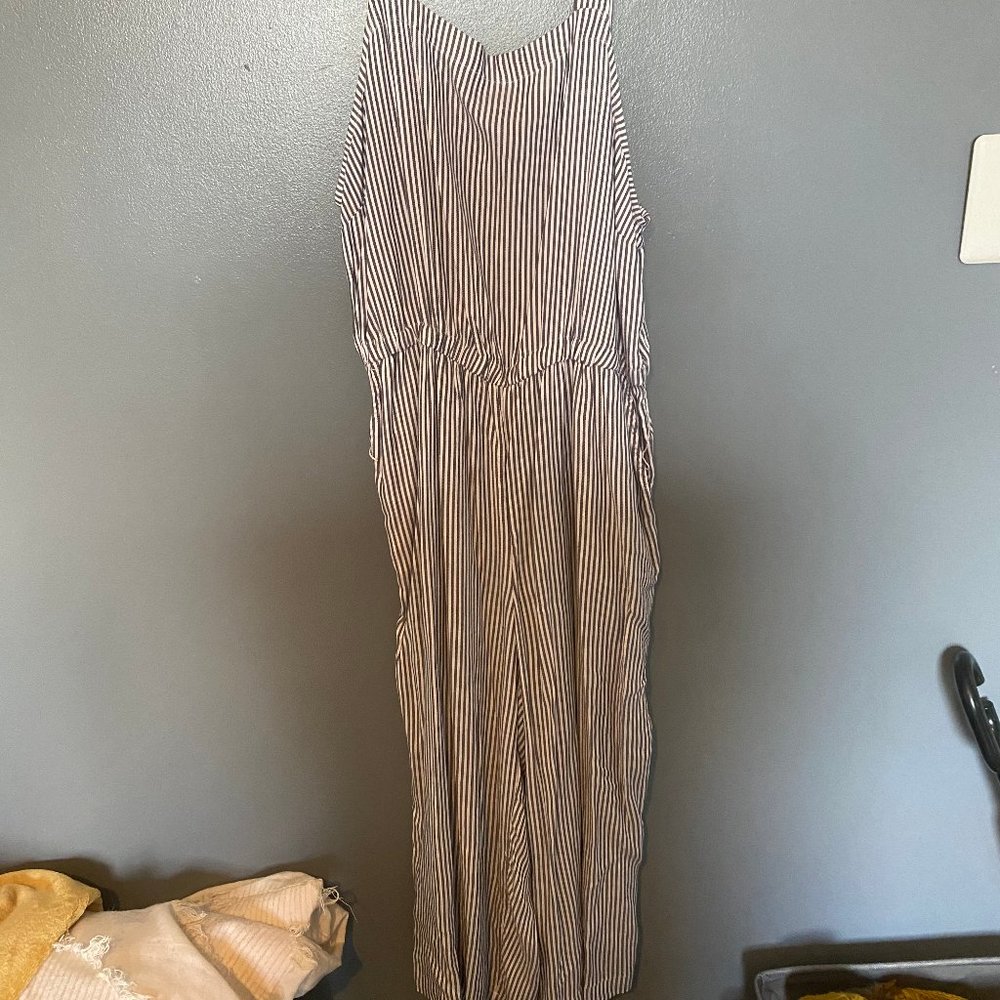 Blue and White Striped Jumpsuit